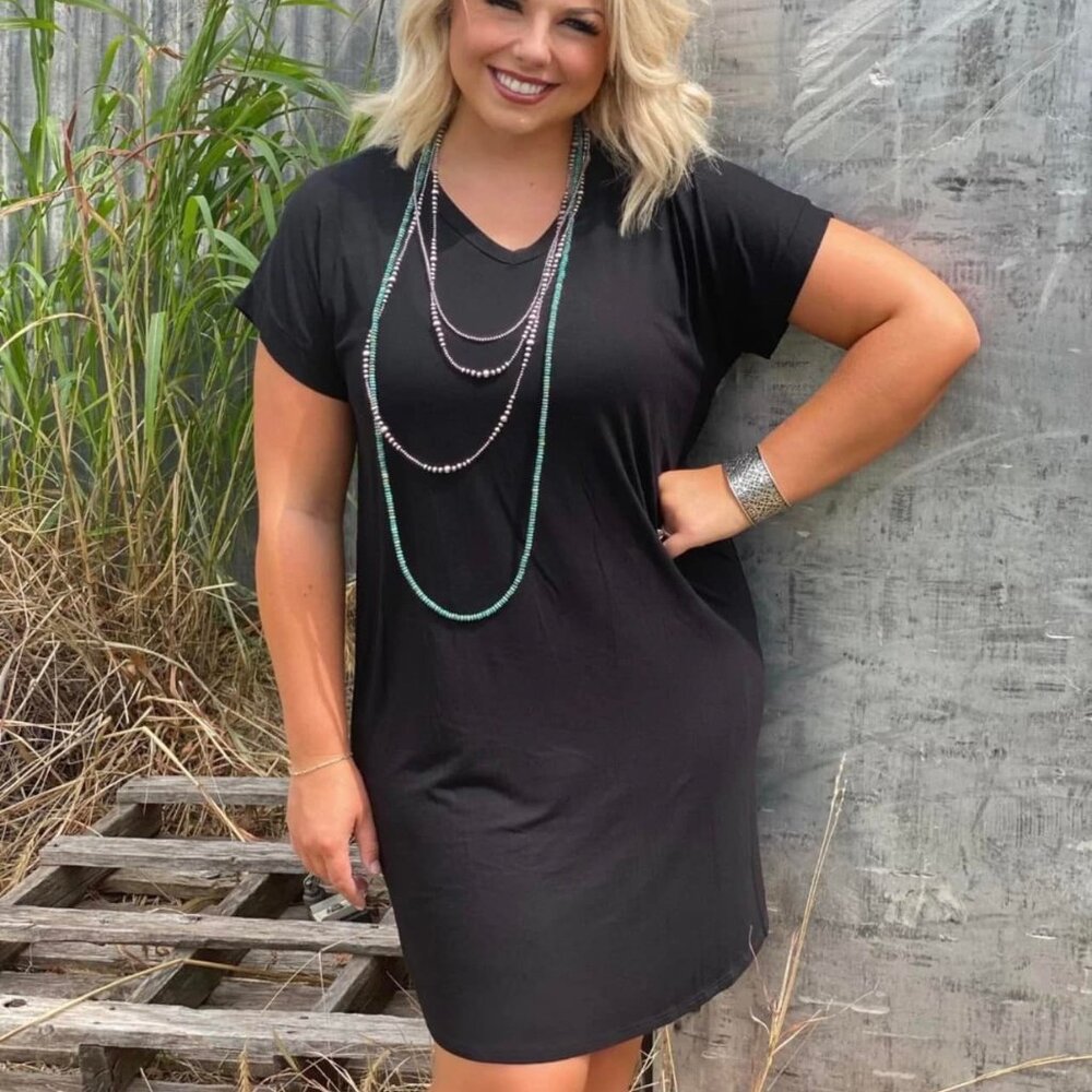 Short Sleeve Tee Shirt Black Dress